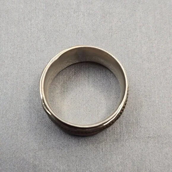 VTG Sterling Silver Brass Spinner Ring Size 8.5 Signed DDM 12.8mm Band 8.39g - Picture 3 of 7